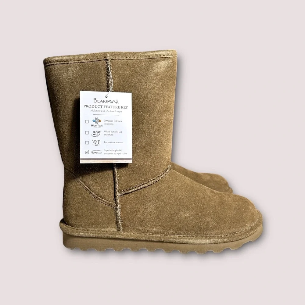 Bearpaw‎ Women's Ella Short Booties Loden Suede Shearling Lined Winter Size 8.5